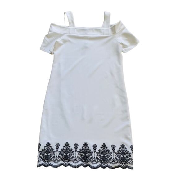 The Limited Dress White Black Embroidery Short Sleeve Summer Dress Small NEW - Picture 7 of 12